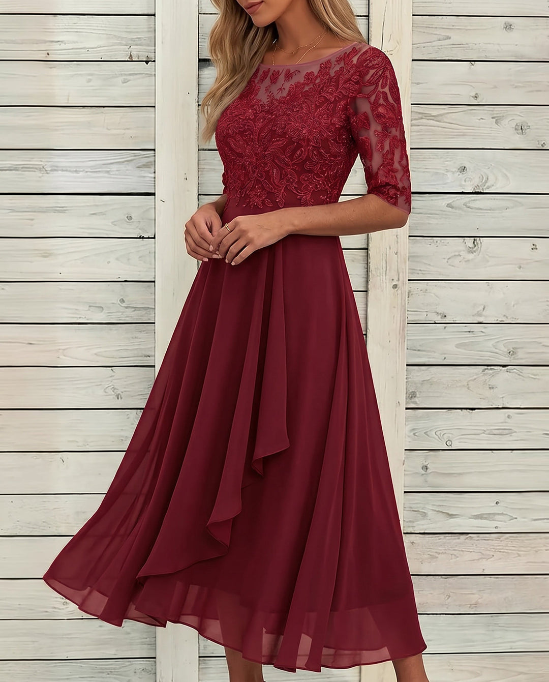 Vestido de Encaje Otoñal