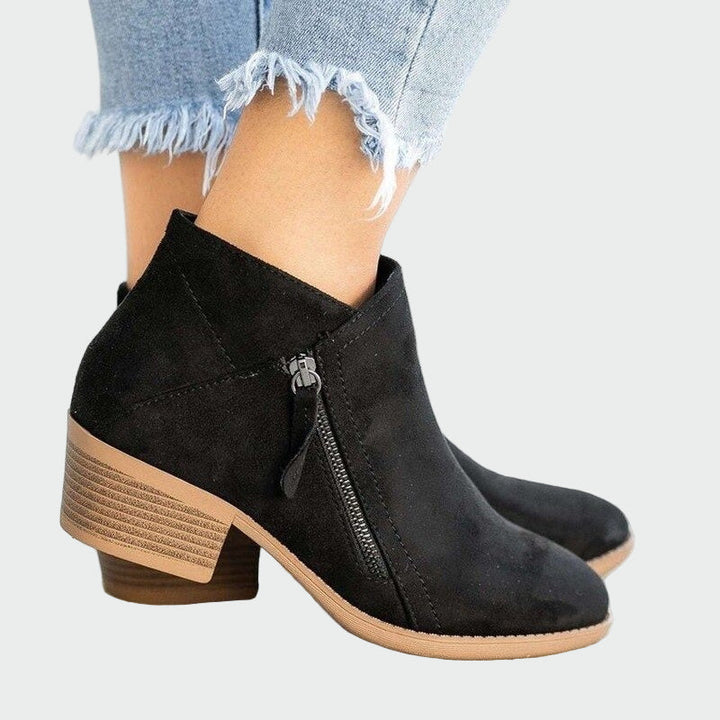 Claudia - Botas de cuero ortopédicas premium con tacón cómodo