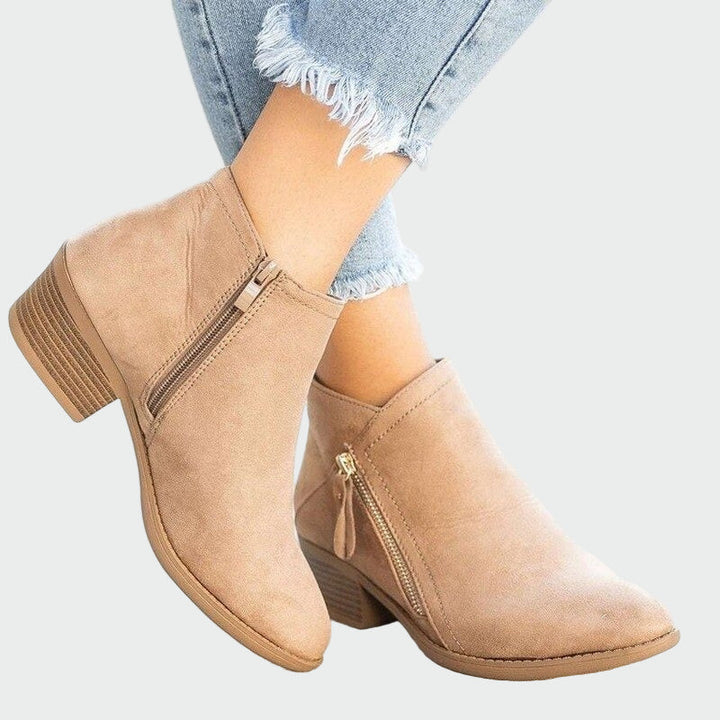 Claudia - Botas de cuero ortopédicas premium con tacón cómodo