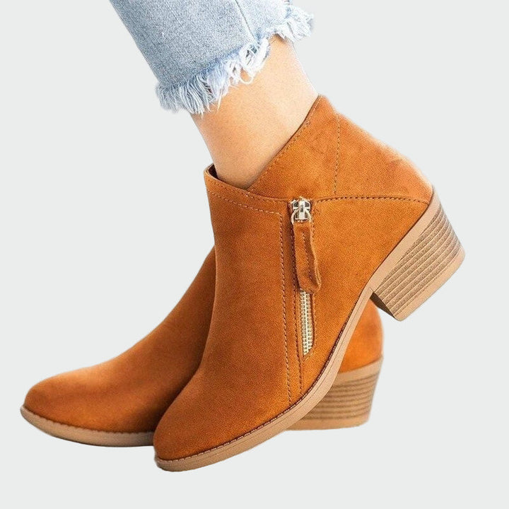 Claudia - Botas de cuero ortopédicas premium con tacón cómodo