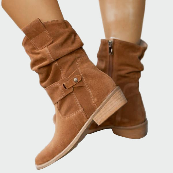 Eva - Botas Casuales de Gamuza Suave Con Detalle Moderno