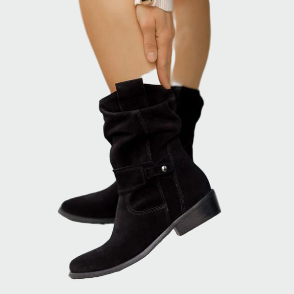 Eva - Botas Casuales de Gamuza Suave Con Detalle Moderno