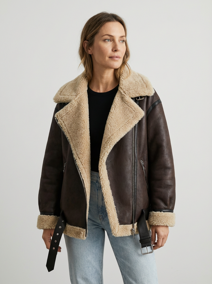 Aviara™ | Chaqueta Biker | Abrigo de Invierno Cálido y Lujoso