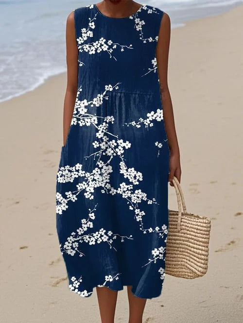 Tess – Vestido Midi Elegante con Patrón Floral