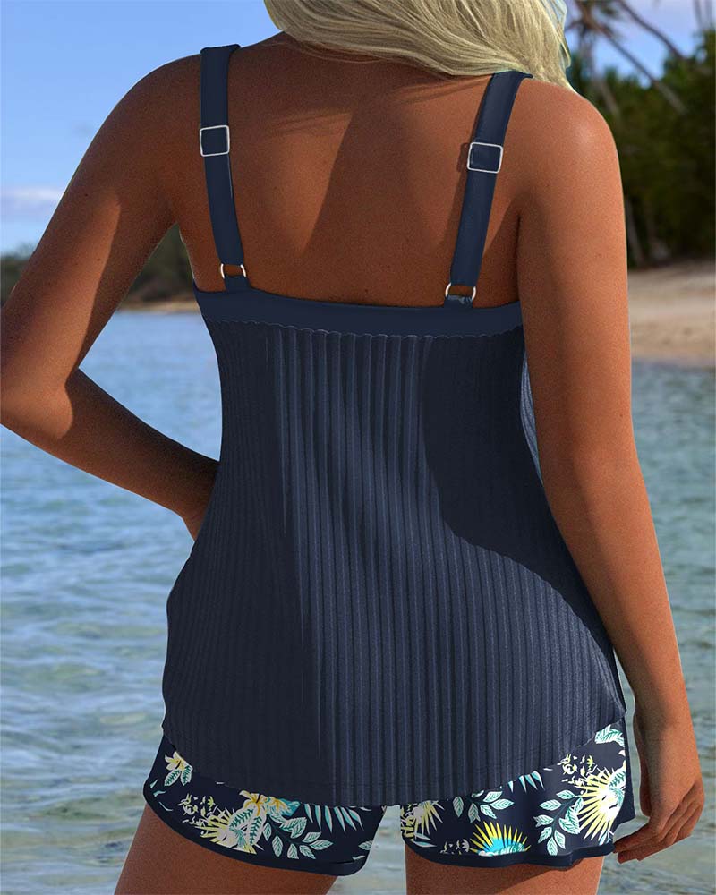 Marina - Tankini a Rayas con Pantalones Cortos de Playa de Dos Piezas