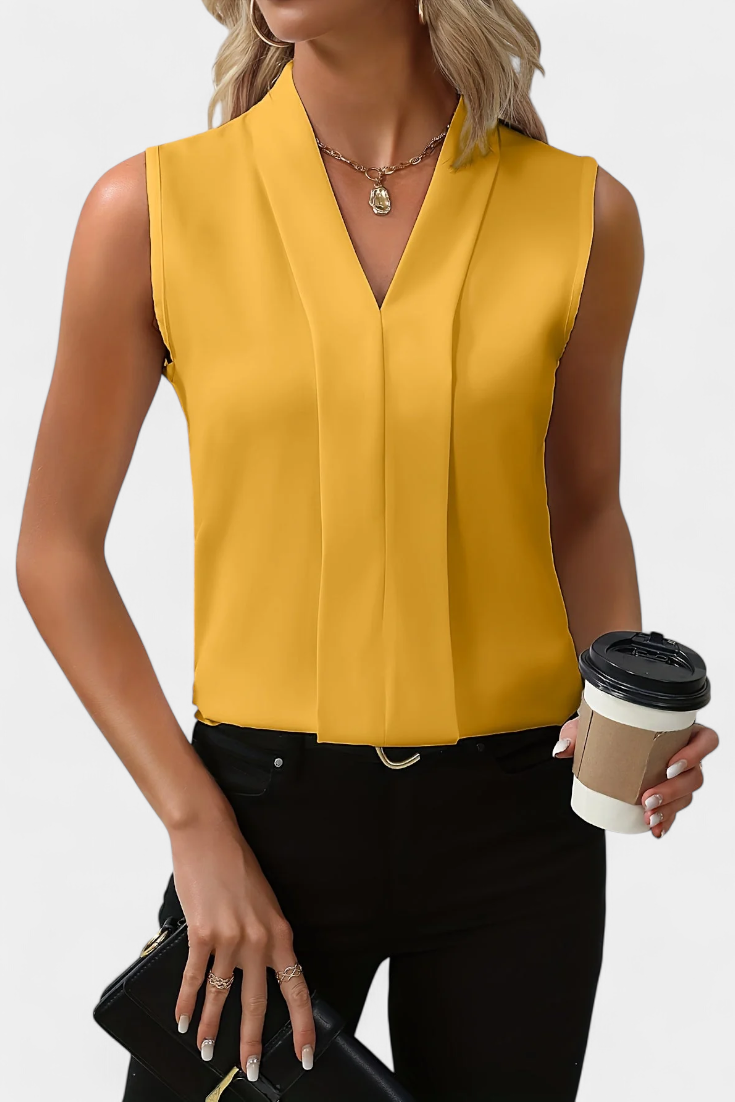 Nele Blusa Sin Mangas con Escote en V y Corte Fluido