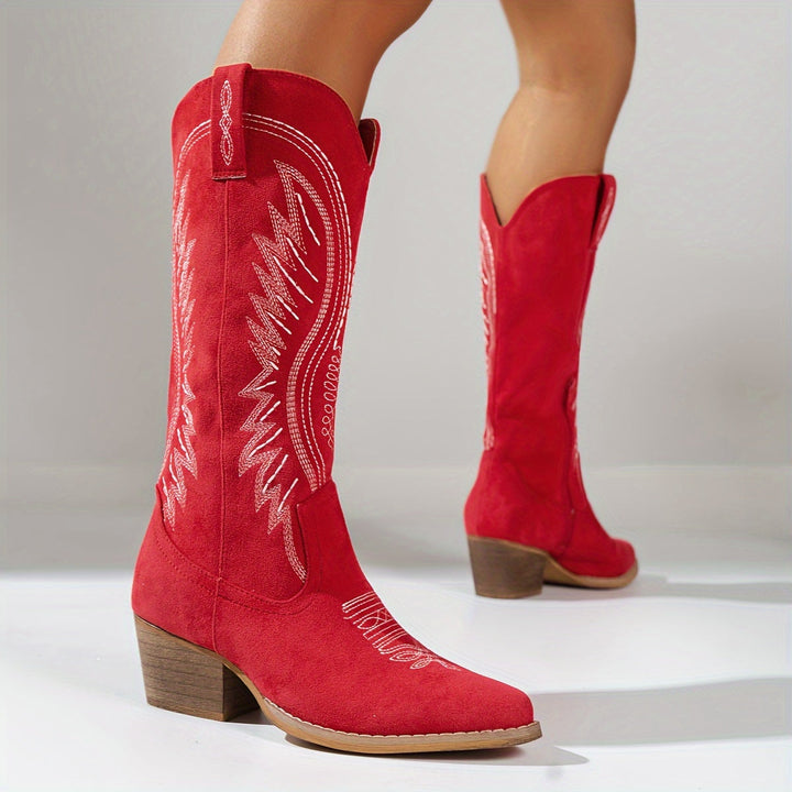 Valentina - Botas Vaqueras Con Tacón Bloque Estable Y Cómodo