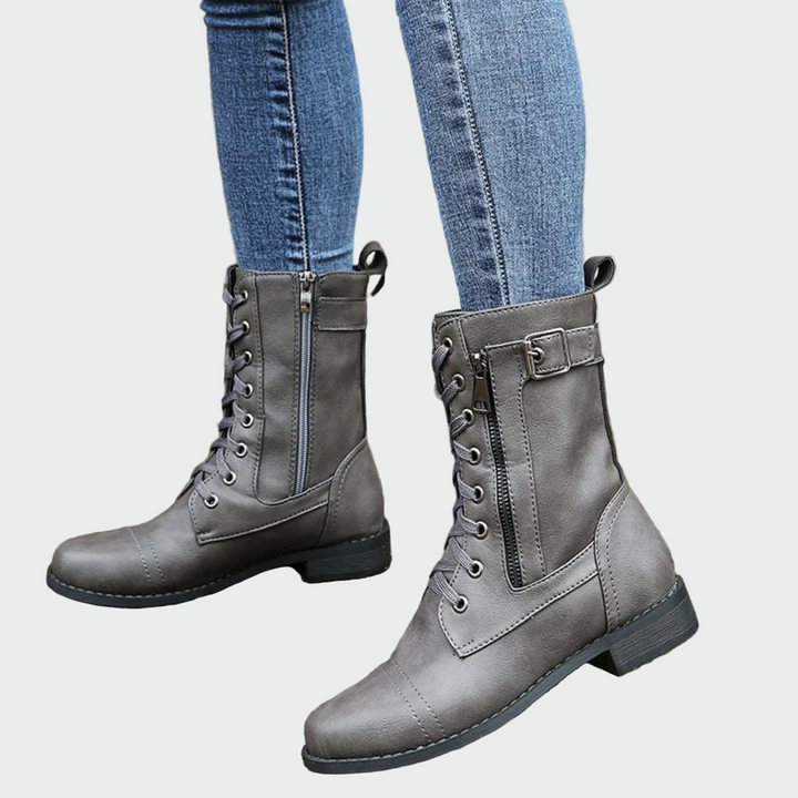 Patricia - Botas Ortopédicas de Cuero Estilo Militar para Mujer