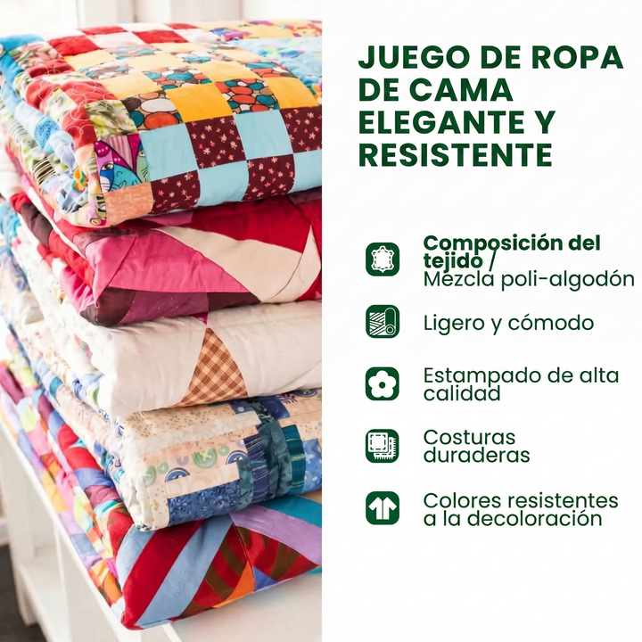 Juego de cama acolchado de 3 piezas - Suaves Ronroneos