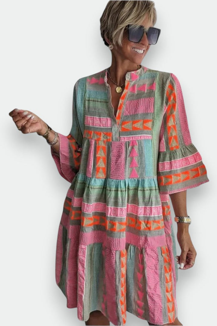 Juliane – Vestido Boho de Swing con Detalles de Volantes